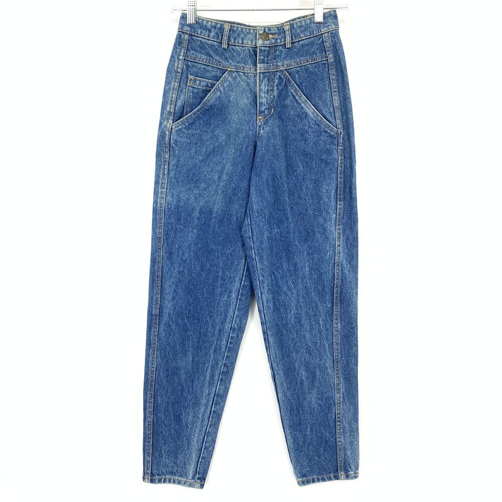 Vintage 80s Liz Wear High Waist Tapered Leg Acid Wash Jeans Women Size 24"P